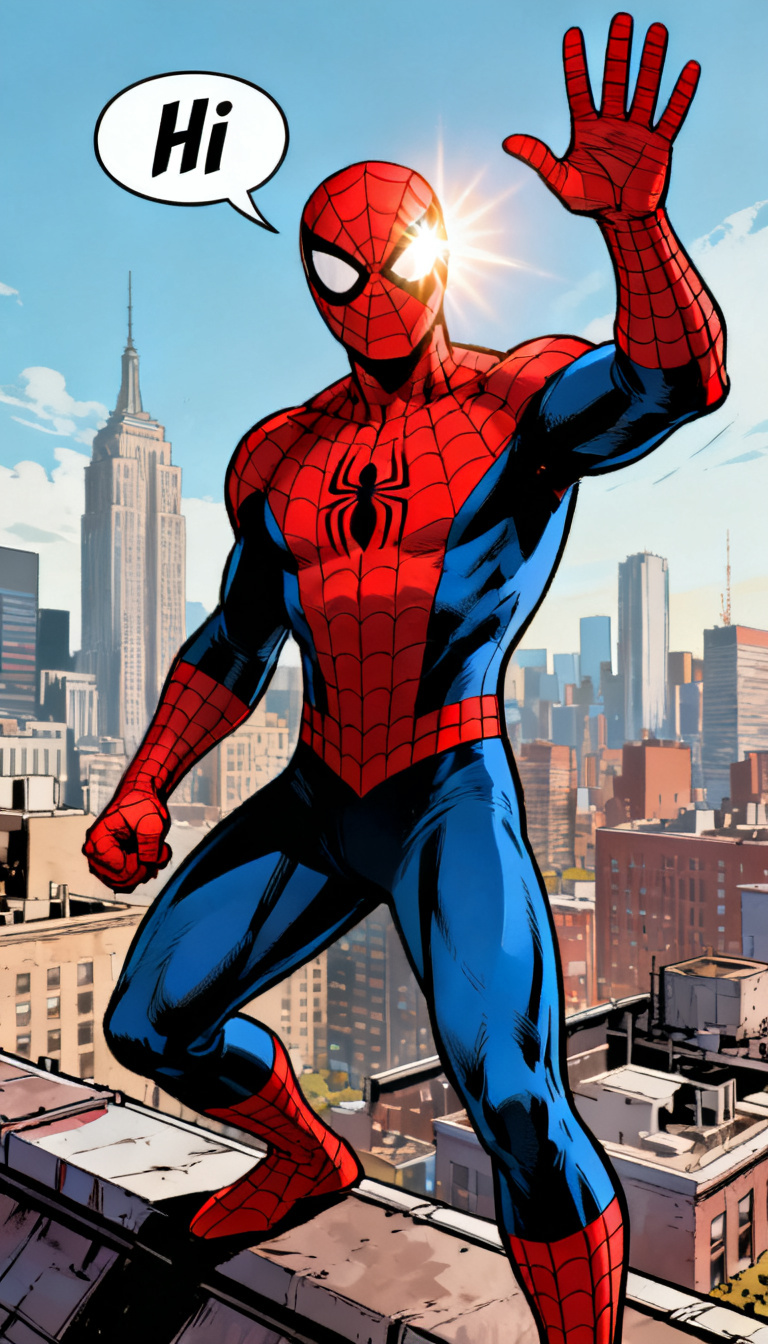 Spiderman saying hi